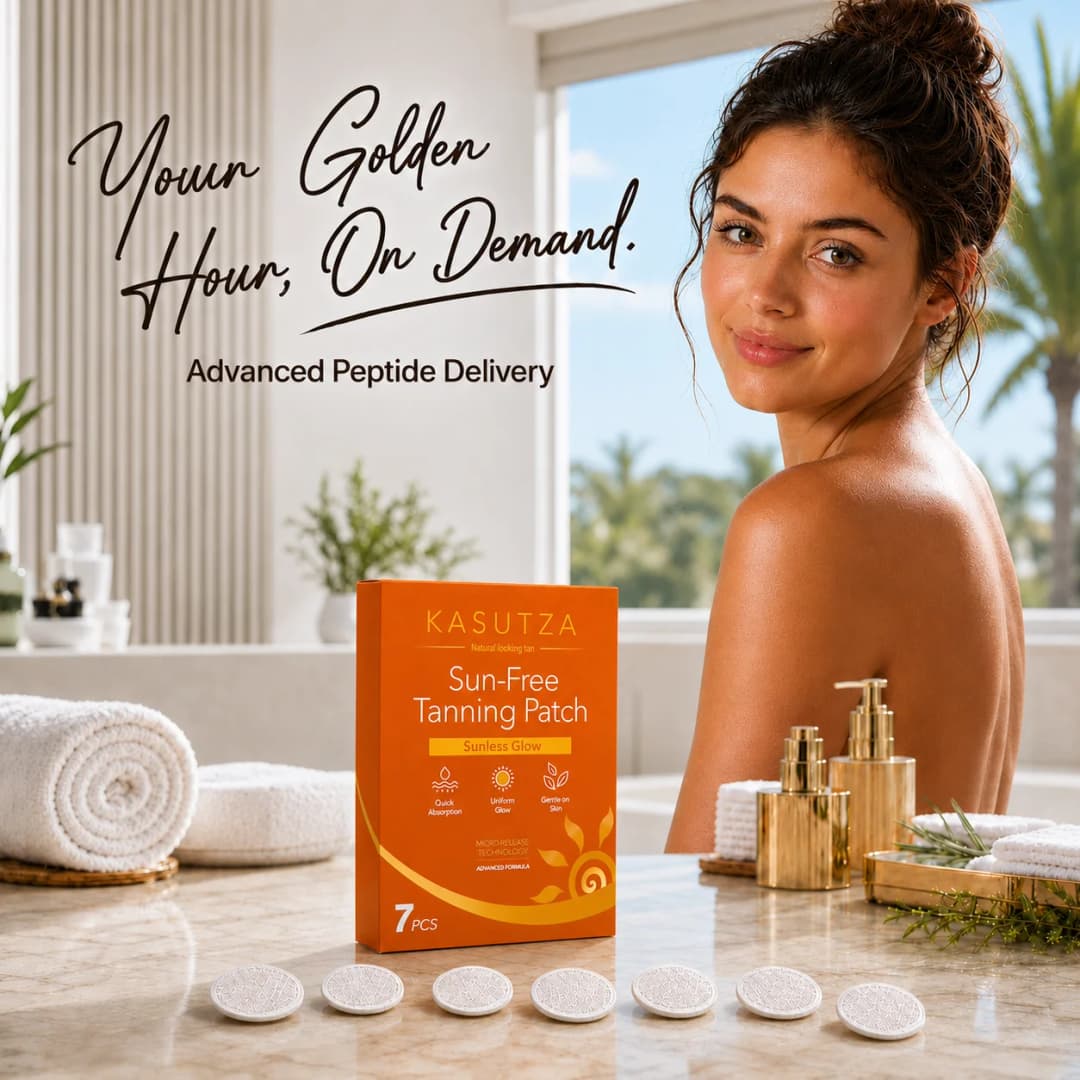 KASUTZA Sun Free Glow tanning patches — hero lifestyle concept